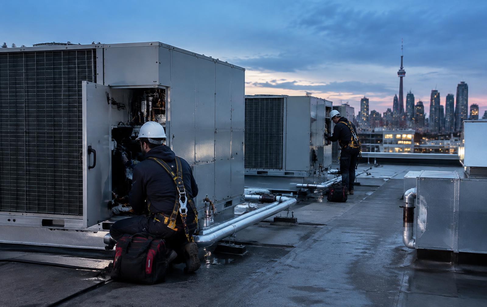 Commercial rooftop HVAC units maintained by Kirin Air